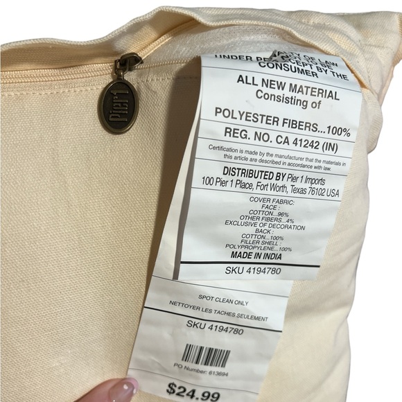 Pier 1 Set of 2 Matching 18”x18” muted red stripe pillows w/tassels & inserts - Picture 6 of 6